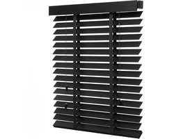 Houten jaloezieën - Raambekleding lamellen - Privacy en licht - Massief hout - 50 mm lamellen - Zwart