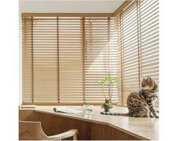 Houten Jaloezieën - Raambekleding - Privacy en Licht - 5 cm Lamellen - W38cm x H163cm