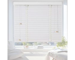 Houten Jaloezieën - Raambekleding - Privacy en Licht - Aanpasbare Maten - 50 mm Lamellen - Wit