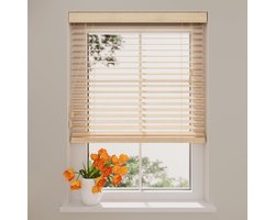 Houten jaloezieën - Raambekleding - Privacy en licht - Duurzaam Paulownia hout - 240 x 175 cm - Naturel