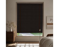 Houten Jaloezieën - Raambekleding - Privacy en Licht - Maatwerk Mogelijk - 50mm Lamellen - Zwart