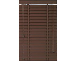 Houten Jaloezieën - Raamdecoratie Gordijnen - Privacy Lichtfilterend - Massief Hout Handgeweven - 50mm Lamelbreedte - Walnoot