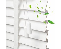 Houten Jaloezieën - Raamdecoratie Hout - Licht Reguleren - 50mm Brede Lamellen - 90x100cm - Wit