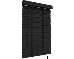 Houten Jaloezieën - Raamgordijnen Horizontaal - Licht Reguleren - 50 mm Lamellen - 70 x 120 cm - Zwart