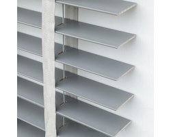 Houten jaloezieën - Raamluiken - Privacy en licht - Massief hout 50mm - 40 cm breed - Grijs