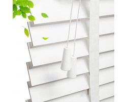 Houten Jaloezieën Wit/Zwart 50mm Lamellen voor Ramen en Kantoren | Verduisterend & Privacy
