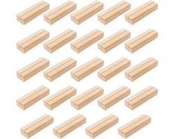 Houten Kaart Houder - 24 Stuks - 10 x 3 x 2 cm - Tafel Kaart Houder - Menu Kaart Houder - Postkaart Houder - Foto Houder - Houten Stand voor Feesten - Bruiloft - Party