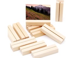 Houten Kaart Houder - Menu Kaart Houder - Foto Houder - Tafel Kaart Houder - Geschikt voor Restaurants - Bruiloft - Banket - Feest Menu Kaart - Afbeeldingen - Postkaarten - 10 Stuks 10 x 3 x 2 cm