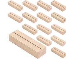 Houten Kaarthouder Set van 15 Stuks, Ideaal voor Menu's, Foto's en Tafelindeling bij Bruiloften en Feesten (10 x 3 x 2 cm)