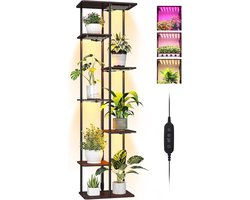 Houten Kamerplantenstandaard met Kweeklampen en Timer | 7 Niveaus voor Optimaal Plantenlicht