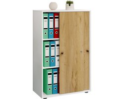 Houten kantoorkast Dossierkast Kantoormeubilair Kast Lona 3-voudige schuifdeuren