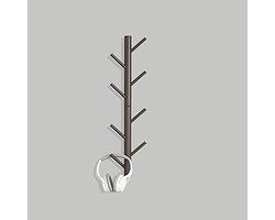 Houten Kapstok - Muurhanger Haken - Decoratie Ophangen - Natuurlijk Massief Hout - 8 Haken - Bruin