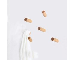 Houten kapstok 【Set van 5】Natuurlijke wandhanger voor kleding, hoed en tas, opberghangers, handdoekenrek Dhambre Decoratie-BAOGELA