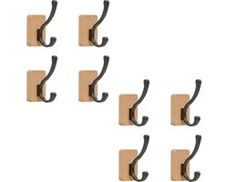 Houten Kapstokken - Wand Haken - Jas Ophangen - Zelfklevend Makkelijk - Houtkleur