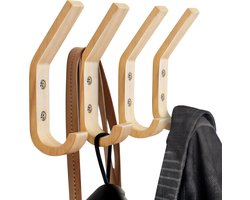 Houten Kapstokken – Wandhaken van Natuurlijk Eikenhout – Decoratieve Vintage Houten Muurhaken – 2 Stuks – Organizer – Heavy Duty Wandgemonteerde Haken – Stijlvolle en Duurzame Houten Haken