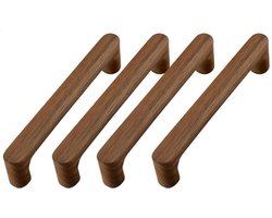 Houten kastgrepen - 4 stuks - Houten handgrepen - Meubelgreep - Kastgreep - Ladeknoppen - Deurgrepen - Moderne Keukenkast Trekkers - Gatafstand 128 mm - Geschikt voor keuken, ladekast, kledingkast, kast