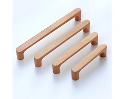 Houten Kastgrepen - Meubelgrepen Deurknoppen - Kastdeur Lade - Massief Hout Ontwerp - 128 mm - Beukenhout