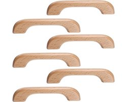 Houten Kastgrepen - Meubelgrepen - Keuken Opknappen - Set van 6 - 12.7 cm Lengte - Bruin
