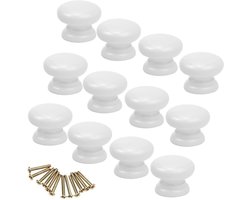 Houten Kastknoppen - Ladeknop Meubelgreep - Meubels Vernieuwen - Paddenstoelvorm - 33mm Diameter - Wit