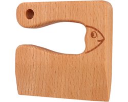 Houten Keukengereedschap - Kinder Snijspeelgoed - Leren Koken - Veilig Beukenhout - Vis Vorm