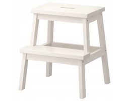 Houten Keukenkruk met Trede - Wit