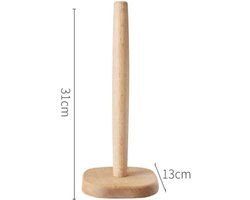 Houten keukenrolhouder - houten keukenrolhouder voor op het aanrecht met houten voet keukenrolhouder (vierkant)