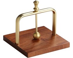 Houten keukenrolhouder met aluminium servethouder - goud - stijlvol en praktisch