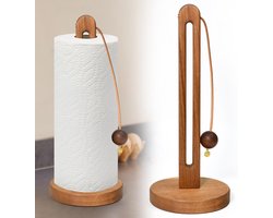 Houten Keukenrolhouder Staand met Antislipvoet voor Tafel en Werkblad