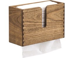 Houten Keukenrolhouder voor Muurmontage, Geschikt voor C, Z en Drievoudig Vouw Papieren Handdoeken, Ideaal voor Keuken en Badkamer, Geel-Bruin