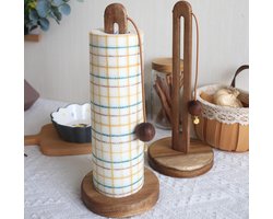 Houten keukenrolhouder, vrijstaande boerderijkeukenorganizer, past op de meeste papierrollen