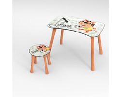 Houten Kinderbureau met Stoel Set - Tafel en Zitje voor Dreumesen en Peuters met Voetbalthema
