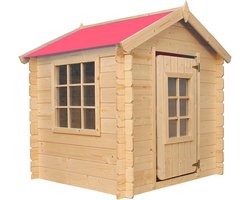 Houten Kinderhuis Buiten - Speelhuis voor Tuin met Rood Dak 111x113 cm