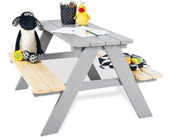 Houten kinderpicknicktafel 4 pers grijs Pinolino