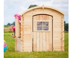 Houten kinderspeelhuisje 182x146xH145 cm - Tuinhuis voor kinderen en opslag - 19 mm dikke wanden - Bitumendak - Inclusief verfset en grondanker