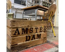 Houten Kist AMSTERDAM | LiefsLabel | Handgemaakt | Krat | Fruitkist | Veilingkrat | Souvenir | Opbergkist | Speelgoedkist | Krantenbak | Verhuiscadeau | Cadeau Housewarming | Vintage