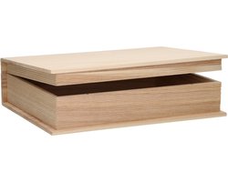 Houten kist boekvorm - L 35,5 CM x B 25,3 CM x H 9,7 CM