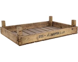 Houten Kist - Fruitkist Opslag - Decoratief Gebruik - Gevlamde Afwerking - 75x51x9 cm - Bruin