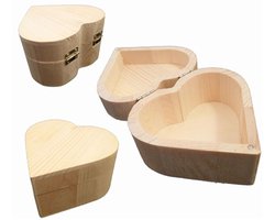 Houten kist hartvorm klein 10cm - Ideale verpakking voor valentijn in de vorm van een hartje