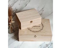 Houten kist - Herinneringenbox - Geschenk kist - Gepersonaliseerd