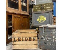 Houten Kist LEIDEN | LiefsLabel | Handgemaakt | 3 October | 3 Oktober | Krat | Fruitkist | Veilingkrat | Souvenir | Opbergkist | Speelgoedkist | Krantenbak | Verhuiscadeau | Cadeau Housewarming | Vintage