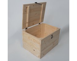 Houten Kist met Dekel - Opbergkist Grenenhout - Sieradenkist/Bewaarkist - 39x29x25 cm - Naturel Onbehandeld