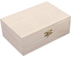 Houten Kist met Deksel en Kliksluiting - Opbergdoos om te Beschilderen