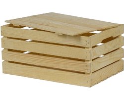Houten Kist met Deksel - Groot, Naturel / Cadeaukist / Geschenkverpakking / Doos / Gift / Kado