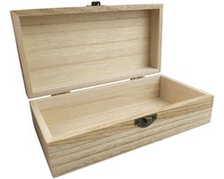 houten kist met deksel, lichte houtkleur, 20 x 10 x 6 cm, houten kisten voor decoratie en opslag