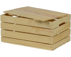 Houten Kist met Deksel - Middel, Naturel / Cadeaukist / Geschenkverpakking / Doos / Gift / Kado