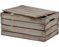 Houten Kist met Deksel - Middel, Old Look / Cadeaukist / Geschenkverpakking / Doos / Gift / Cadeau