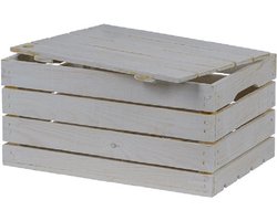 Houten Kist met Deksel - Middel, Wit / Cadeaukist / Geschenkverpakking / Doos / Gift / Cadeau