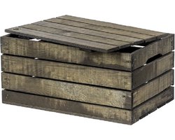 Houten Kist met Deksel - Middel, Zwart / Cadeaukist / Geschenkverpakking / Doos / Gift / Cadeau