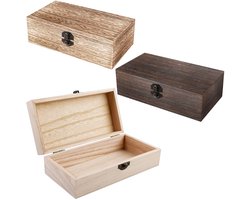 Houten kist met deksel - veelzijdige opbergdoos - 1 stuk - licht Tung-hout