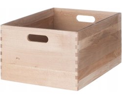 Houten Kist met Handgrepen, Opslagbox, FSC Beuken, 40x30x20cm, Stapelbaar